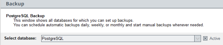 Database Backup Panel