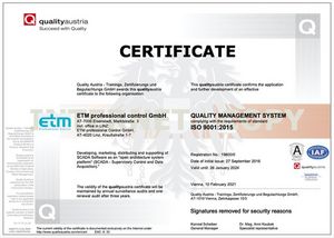 Quality Management System - Zertifikat